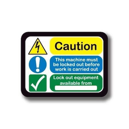 Ergomat 50in x 32in RECTANGLE SIGNS - Caution This Machine Must Be Locked Out Before Work Is Carried Out DSV-SIGN 1600 #2040 -UEN